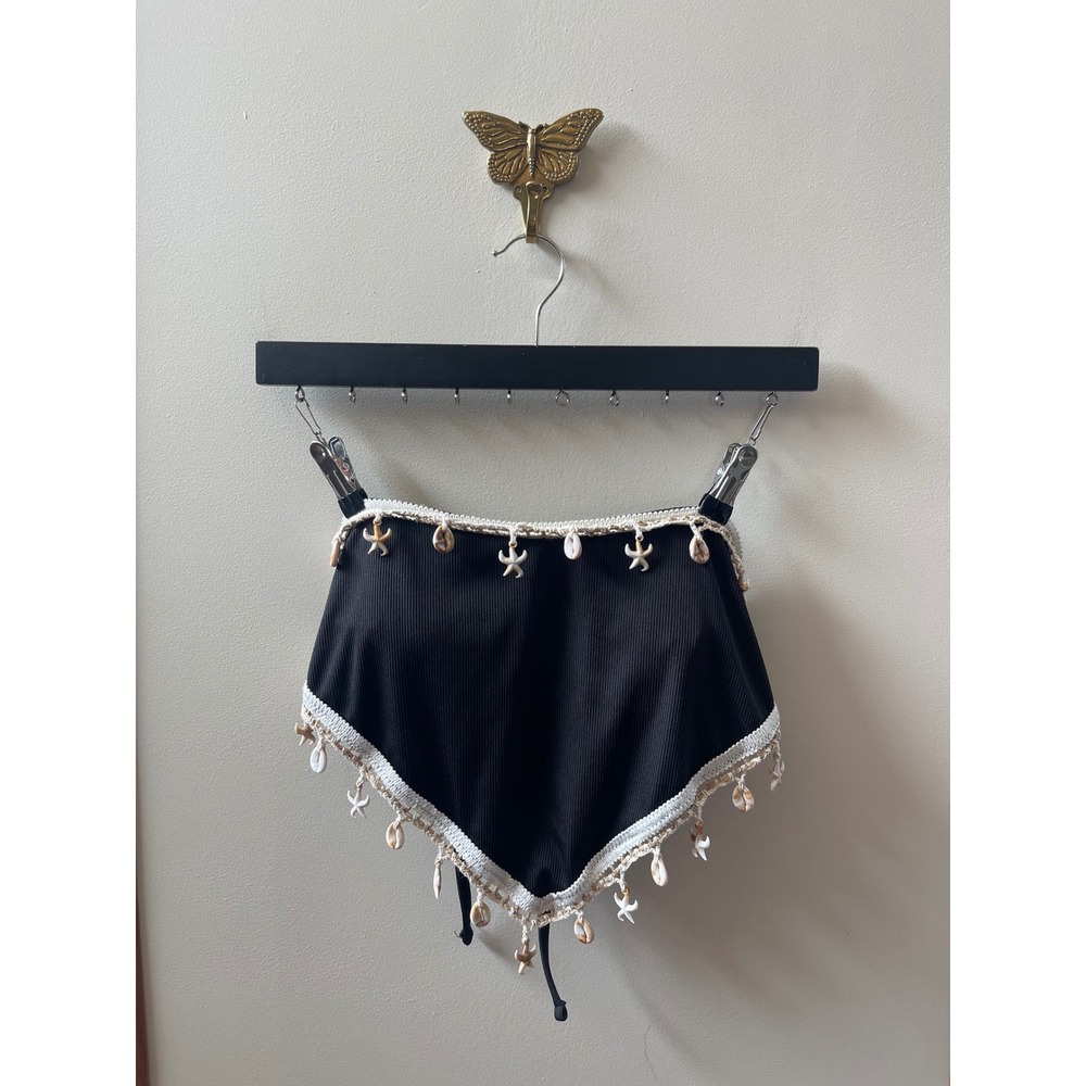 Unbranded Tube Top Womens Medium Black Shell Starfish Ribbed Boho